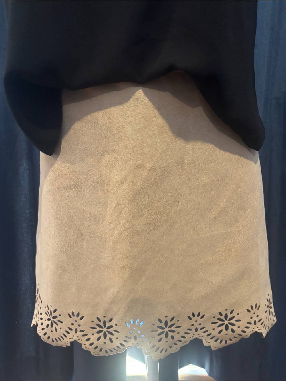 Hollister Beige Laser-Cut Scalloped Mini Skirt